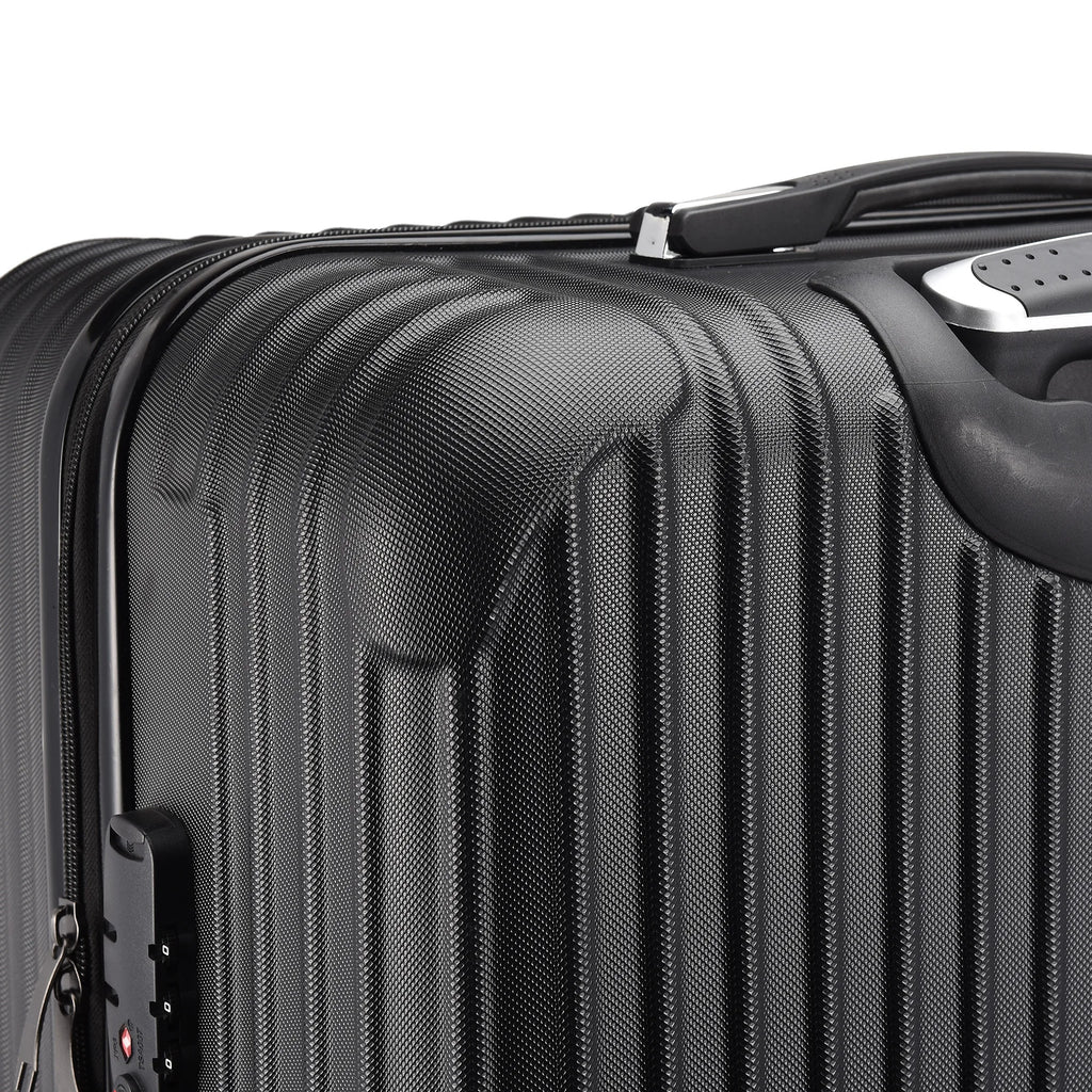 3-piece suitcase set 20-24- 28" Set ABS hard shell travel luggage set 4 wheels zipper telescopic pull rod M-L-XL set Black