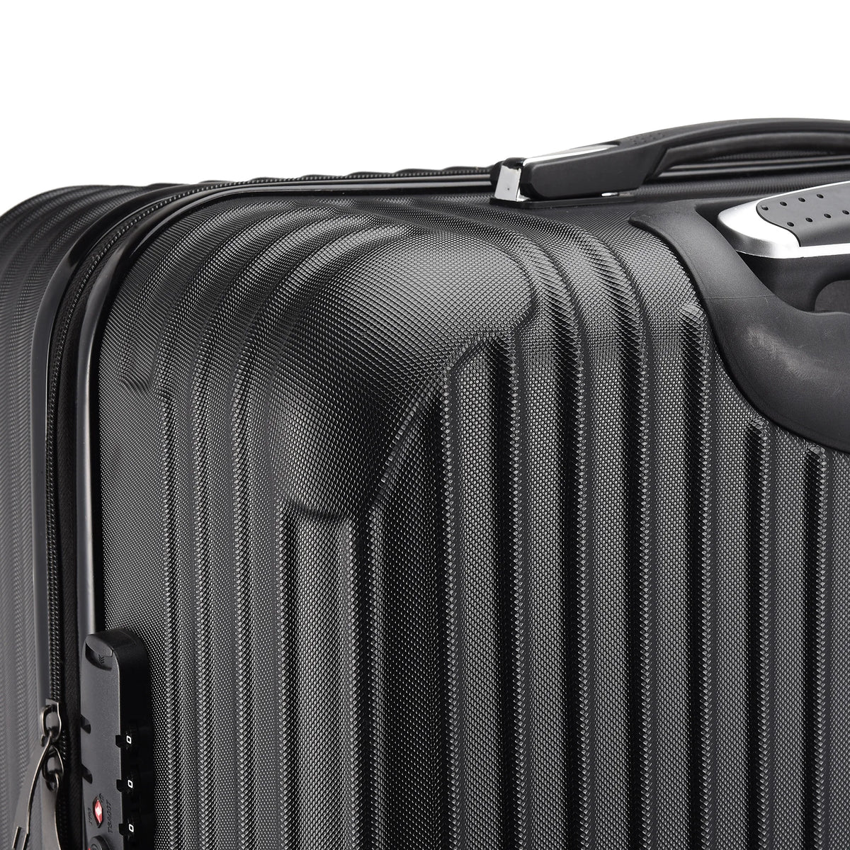 3-piece suitcase set 20-24- 28" Set ABS hard shell travel luggage set 4 wheels zipper telescopic pull rod M-L-XL set Black