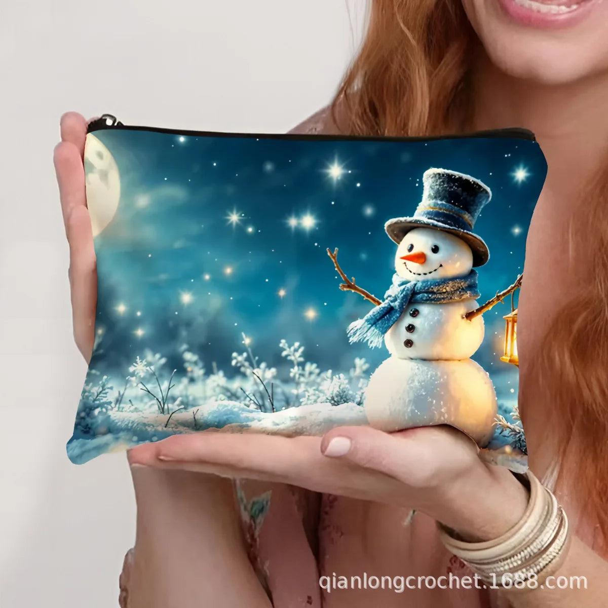 Hot-selling New Trend Makeup Bags, Christmas Snowman Print Storage Bags, Pencil Cases Available for Customization Makeup Pouch